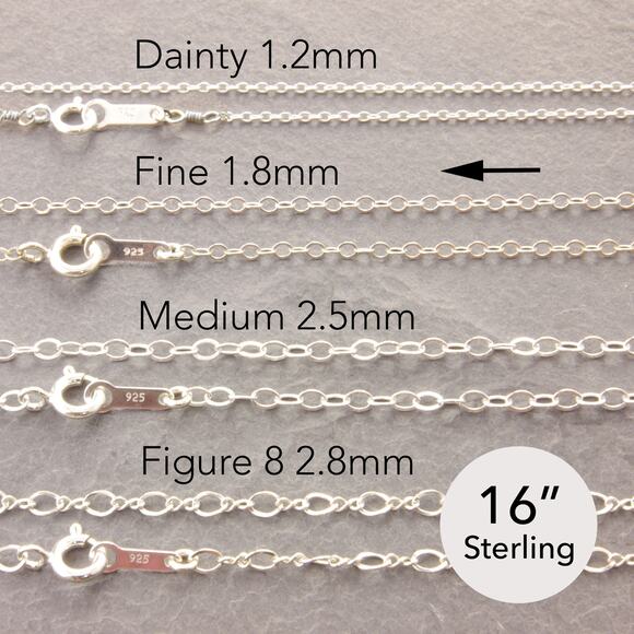 16” Dainty Chain Necklace, silver delicate chain, thin necklace (30-1sf-sp) - Picture 1 of 5
